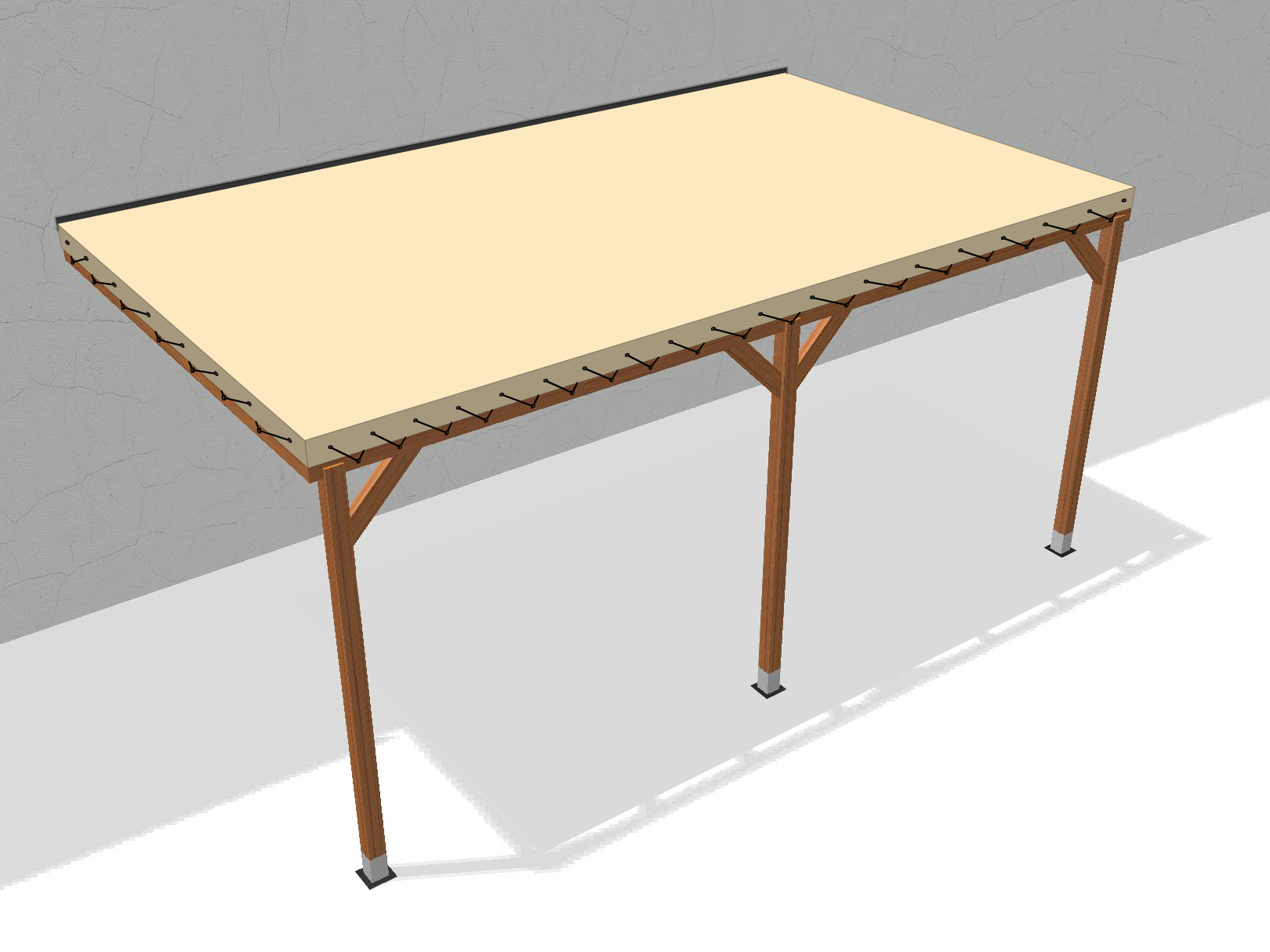 Bâche pour pergola bois murale sans débord en Flexlight Lodge 6002 630gr/m² Vanille 10387