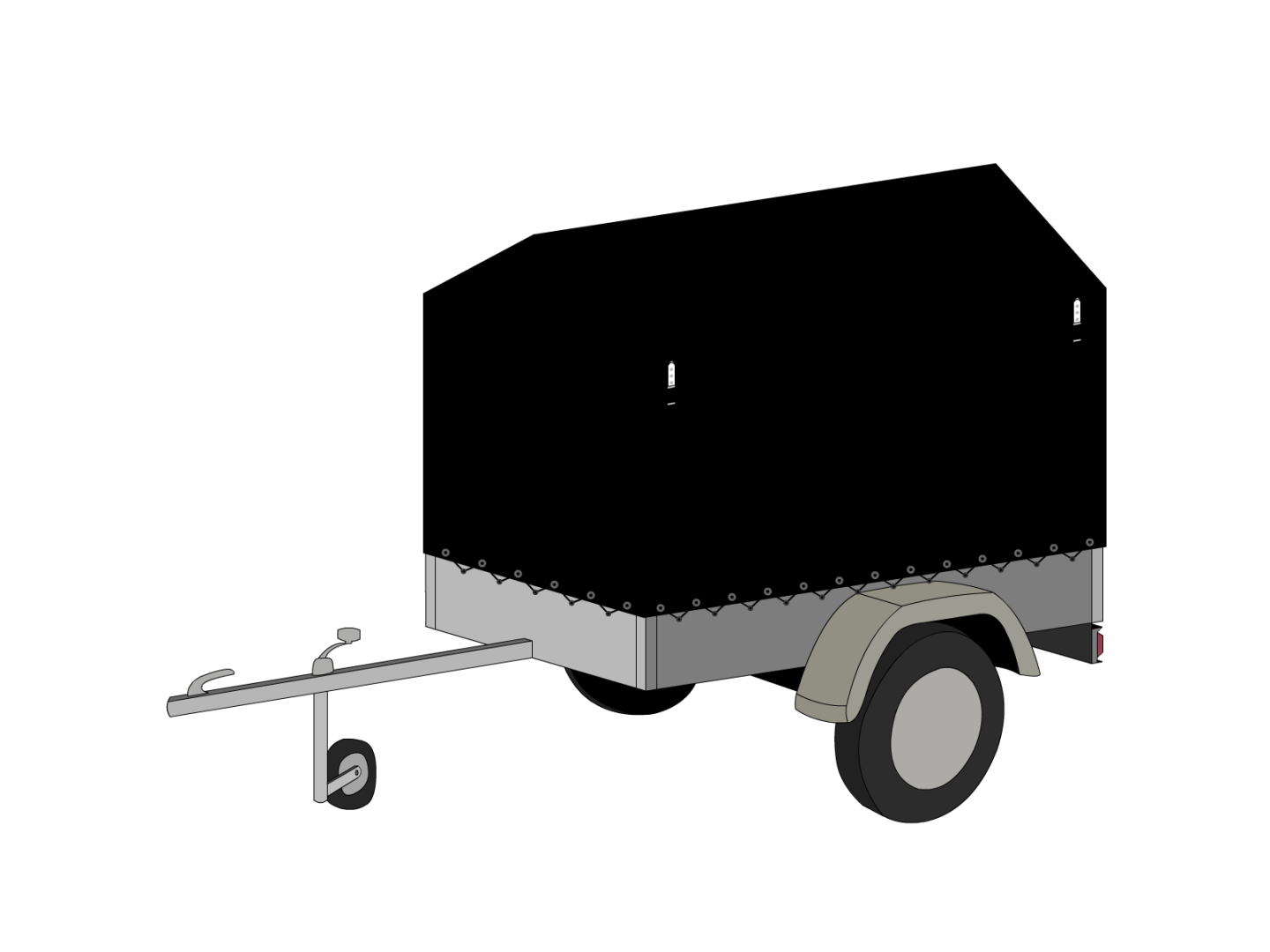 Bâche pour remorque bagagère Haute flèche en Protect 670 : La référence en matière de protection étanche Noir RAL 9005