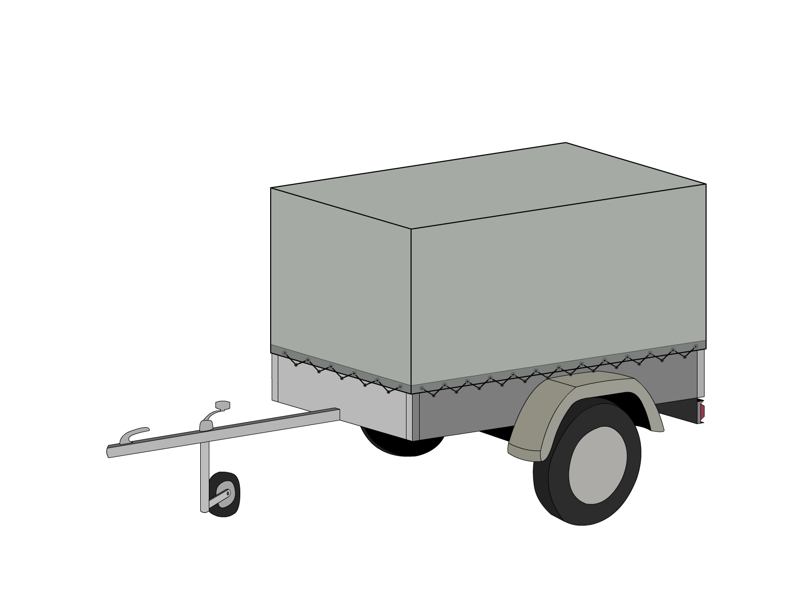 Bâche pour remorque bagagère Haute droite en Protect 670 : La référence en matière de protection étanche Gris clair RAL 7038