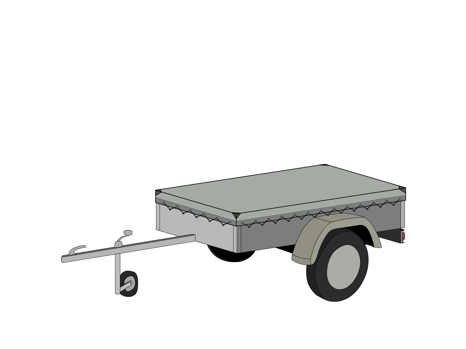 Bâche pour remorque bagagère Basse droite en Protect 670 : La référence en matière de protection étanche Gris clair RAL 7038