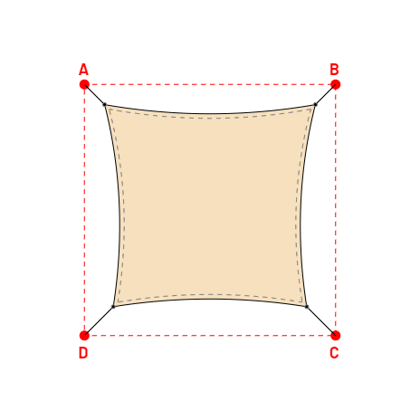 Voile d'ombrage rectangle en Soltis 96 - Toile d'ombrage haute performance Vanille 96-8861 - 3,10x2,98x2,85x2,98m