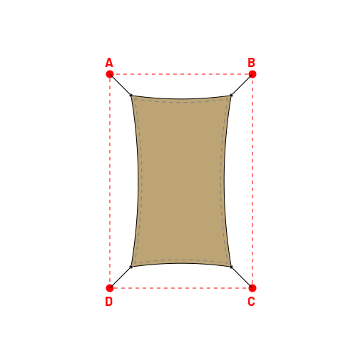 Voile d'ombrage rectangle en AustralMesh - Toile d'ombrage ajourée Sable du désert (704 AustralMesh) - 1,40x2,40x1,40x2,40m