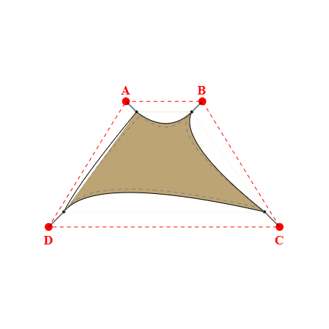 Voile d'ombrage trapèze en AustralMesh - Toile d'ombrage ajourée Sable du désert (704 AustralMesh) - 1,55x3,43x5,65x3,43m