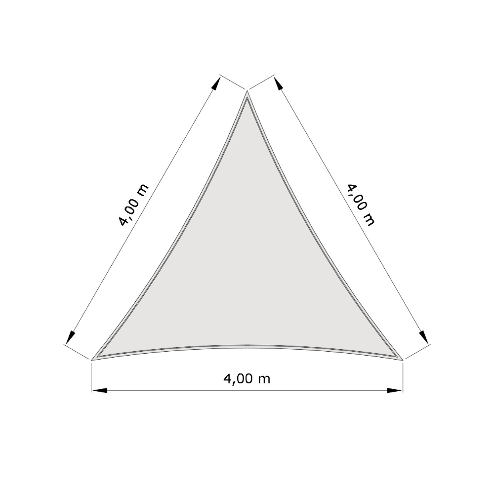 Voile d'ombrage standard ajourée triangle équilatéral Hydris 0222 - Blanc d'une dimension de 4x4x4m
