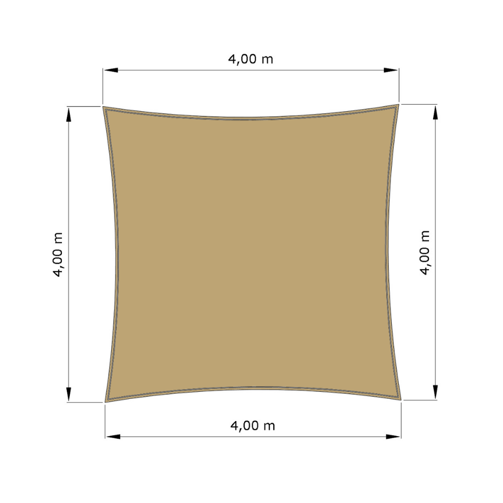 Voile d'ombrage standard ajourée carrée Sable du désert (704 AustralMesh) d'une dimension de 4x4m